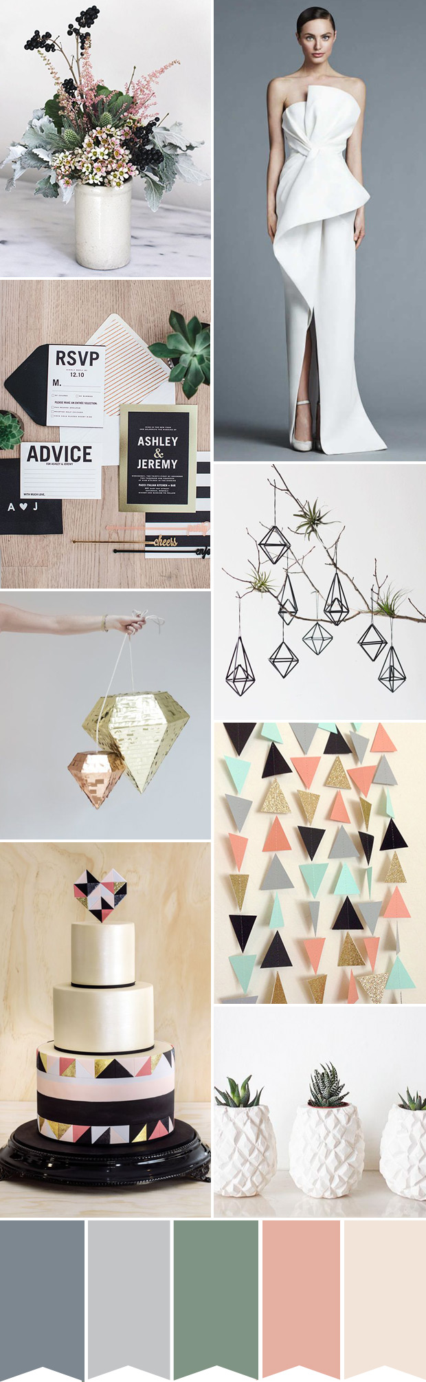 Modern Geometric Wedding Color Palette | onefabday.com