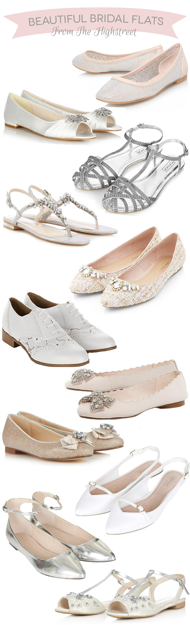 Beautiful Flat Bridal Shoes from The Highstreet | onefabday.com