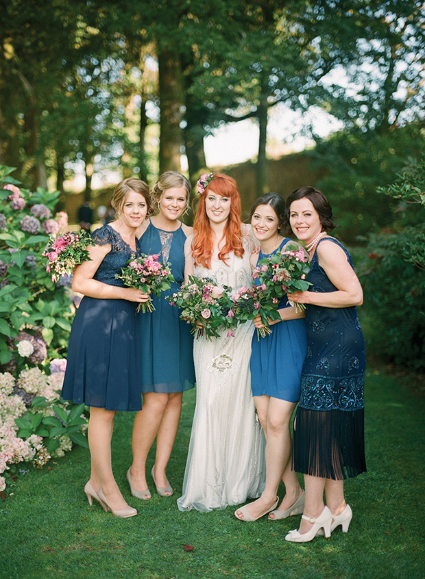 navy bridesmaids dresses | Rachel and Matthew's Beautiful Ballyvolane Wedding by Brosnan Photographic | onefabday.com