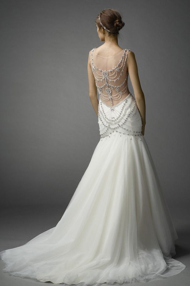 Watters Bridal Spring 2015 Collection Isa Gown With Embellished Back Detail | onefabday.com