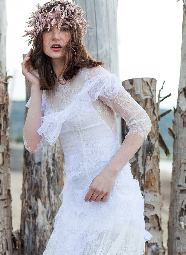 Cristos Costarellos Bridal 2016 Wedding Dresses - Delicate Lace sleeve details, Dress 19 | See the rest of the collection on onefabday.com