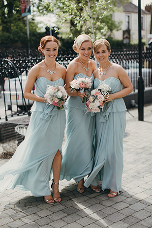 Mint bridesmaids dresses | Julieanne and Kevin's Art Deco Inspired Wedding at Cabra Castle by Paula O Hara | onefabday.com