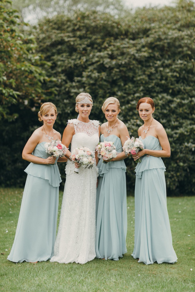 Mint bridesmaids dresses | Julieanne and Kevin's Art Deco Inspired Wedding at Cabra Castle by Paula O Hara | onefabday.com