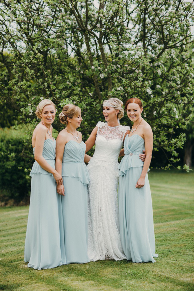 Mint bridesmaids dresses | Julieanne and Kevin's Art Deco Inspired Wedding at Cabra Castle by Paula O Hara | onefabday.com