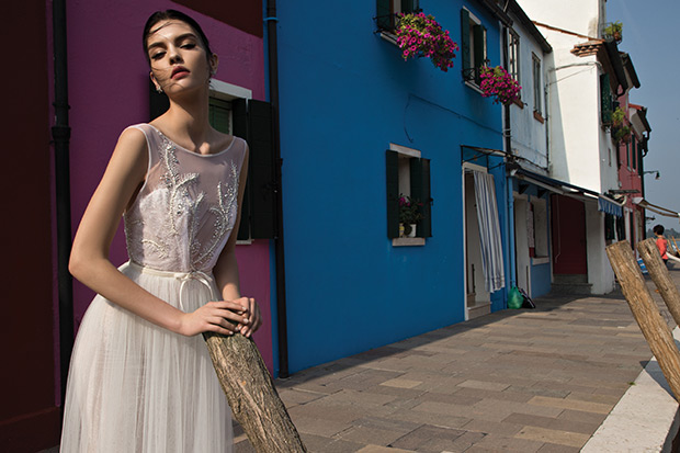 Embellished-wedding-dress-with-sheer-detail-Inbal-Dror-2015-wedding-dress-collection