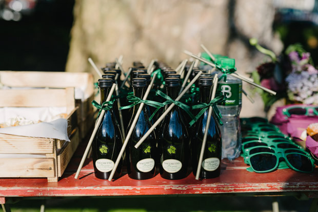 mini champagne bottle favours " Mackenzie and Derby's Beautiful Dublin City Wedding at House by Simple Tapestry | see the full wedding at onefabday.com