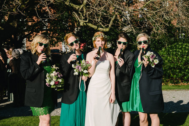 green bridesmaids dresses | Mackenzie and Derby's Beautiful Dublin City Wedding at House by Simple Tapestry | see the full wedding at onefabday.com