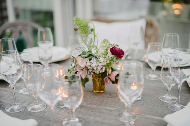 pretty floral centrepiece by The Informal Florist | Mackenzie and Derby's Beautiful Dublin City Wedding at House by Simple Tapestry | see the full wedding at onefabday.com