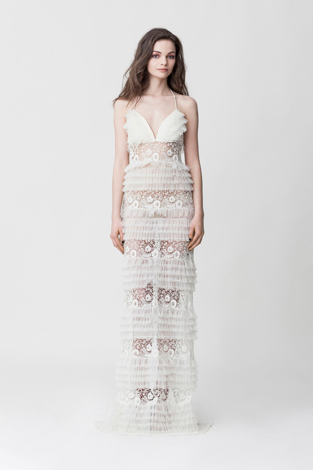 Makany Marta Midsummer Nights Dream Wedding Dresses 2015 - Delicate panels of sheer lace and ruffles, Molly Dress | See the full collection at onefabday.com