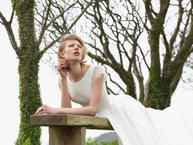 Maria Senvo 2015 On Edge Bridal Collection Wedding Dresses - Delicate Cap Lace Sleeves Connie Dress | See the full collection on onefabday.com