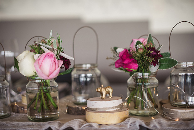 Gold glitter animal place settings | Maria and Mark's pretty in pink and floral wedding by Meridith Lord Photography | onefabday.com