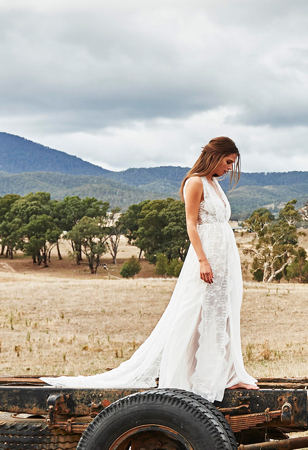 Grace Loves Lace Wedding Dresses Untamed Collection 2016 - Beautiful Cut Away Back with French Lace Trim, Genevieve Dress | See the Full Collection at onefabday.com