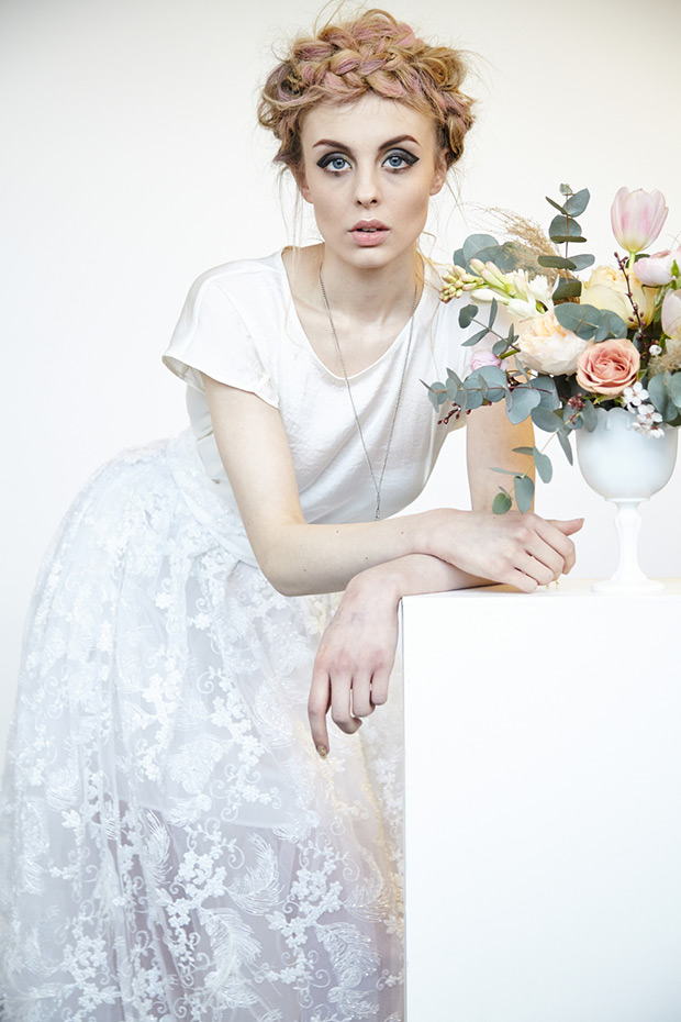 India V Bridal Seperates Velvet Johnstone Wedding Dresses - Beautiful detailed lace skirt and simple t-shirt style top for a relaxed but elegant look, Eight 2015  | See the full collection at onefabday.com