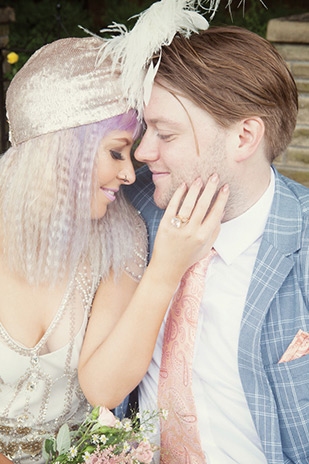 Pretty pastel wedding with a bride rocking a Jenny Packham gown and lilac hair by Kat Timmins | see it all on onefabday.com