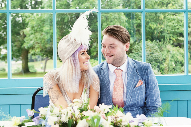 Pretty pastel wedding with a bride rocking a Jenny Packham gown and lilac hair by Kat Timmins | see it all on onefabday.com