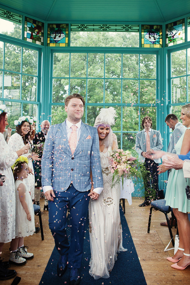 Pretty pastel wedding with a bride rocking a Jenny Packham gown and lilac hair by Kat Timmins | see it all on onefabday.com