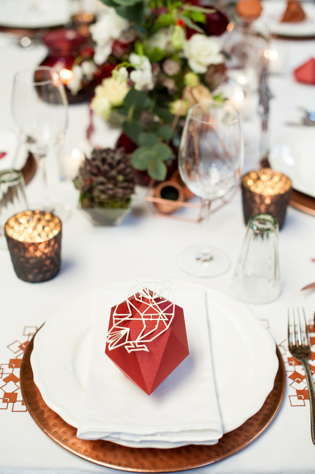 Modern Geometric Marsala Wedding Inspiration by Siegrid Cain | see tis beautiful shoot in full on onefabday.com