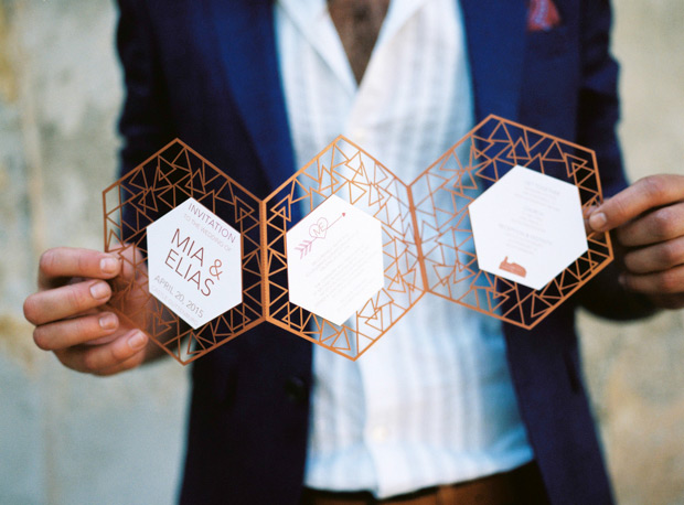 Modern Geometric Marsala Wedding Inspiration by Siegrid Cain | see tis beautiful shoot in full on onefabday.com