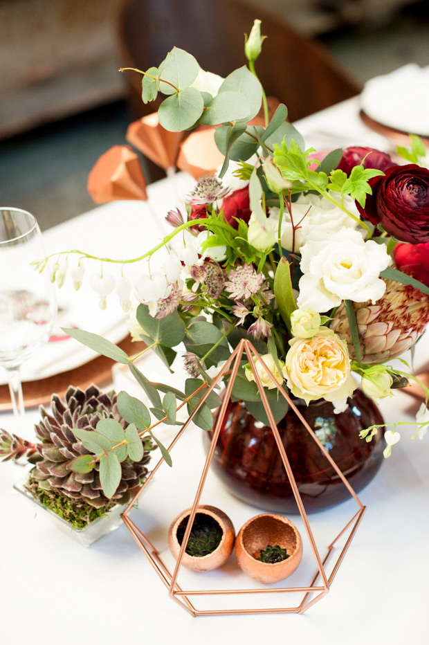 Modern Geometric Marsala Wedding Inspiration by Siegrid Cain | see tis beautiful shoot in full on onefabday.com