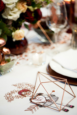 Modern Geometric Marsala Wedding Inspiration by Siegrid Cain | see tis beautiful shoot in full on onefabday.com