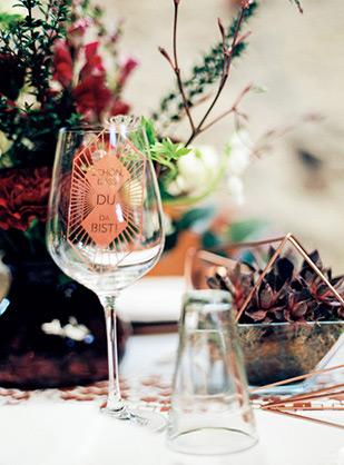 Modern Geometric Marsala Wedding Inspiration by Siegrid Cain | see tis beautiful shoot in full on onefabday.com