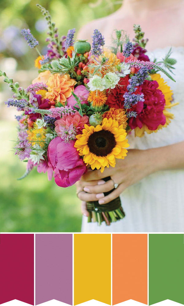 Colourful sunflower bridal bouquet | onefabday.com