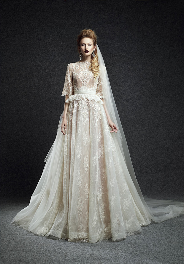 Hedda wedding dress from Ersa Atelier wedding dresses Fall 2015 - Victorian inspired lace wedding dress -  see the rest of the collection on onefabday.com