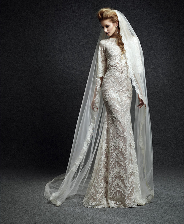 Niobe wedding dress from Ersa Atelier wedding dresses Fall 2015 - Full length lace wedding dress with long sleeves -  see the rest of the collection on onefabday.com