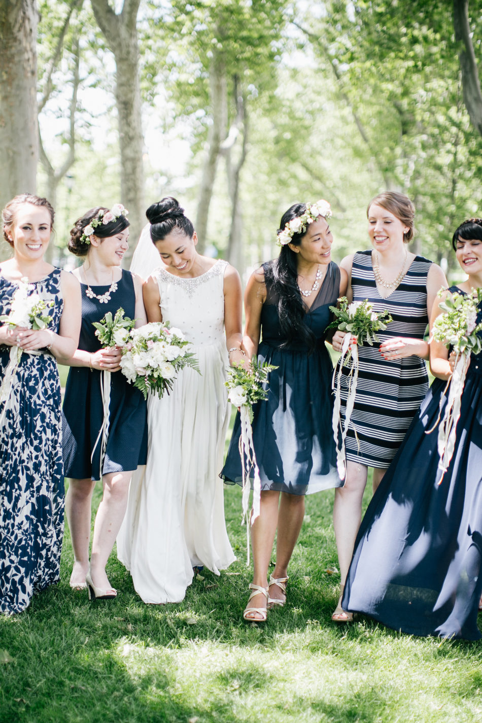 Mix and match navy bridesmaids 