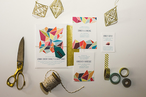 Bold and colourful geometric wedding by Paula Gillespie | onefabday.com