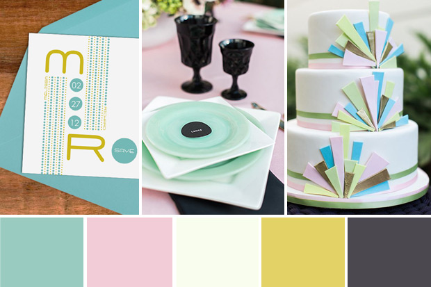 Pastel and Monochrome Wedding Palette with a Mid-Century Modern Twist | onefabday-com.go-vip.net