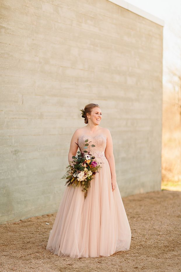 Blush tulle wedding dress | onefabday.com