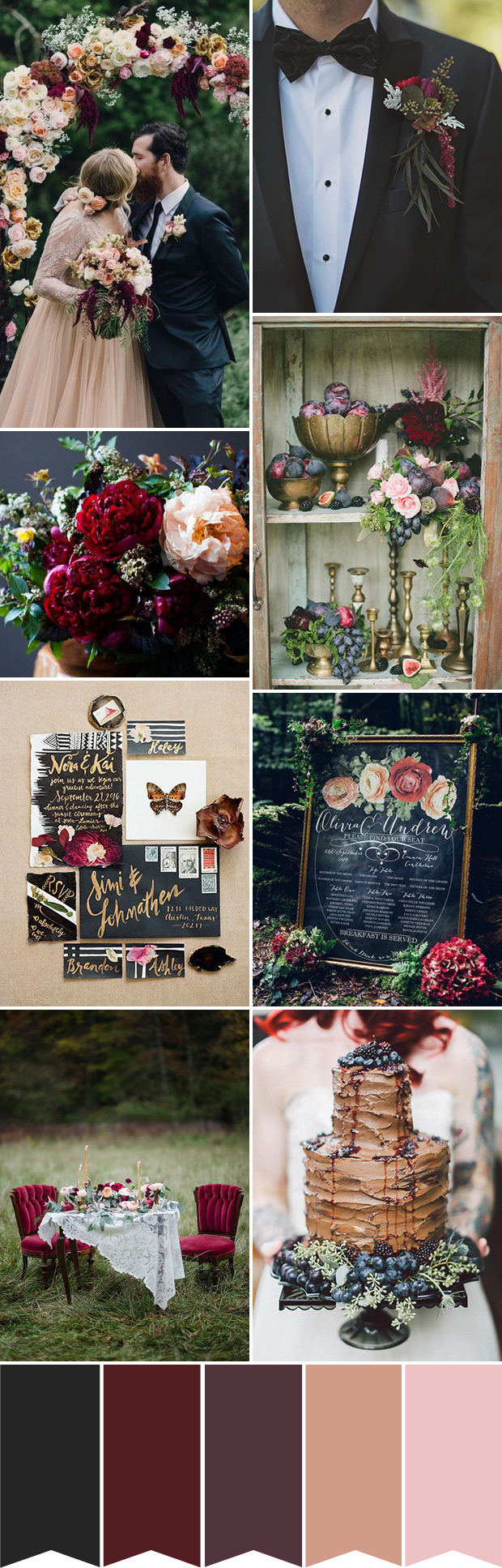 A Berry Red and Black Winter Wedding Palette | onefabday.com