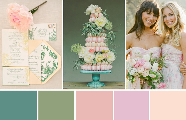 Pretty pink and green Wedding Colour Palette Inspiration | onefabday-com.go-vip.net