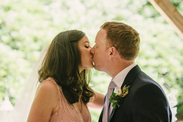 Beautiful Trudder Lodge wedding with blush wedding dress by This Modern Love | onefabday.com