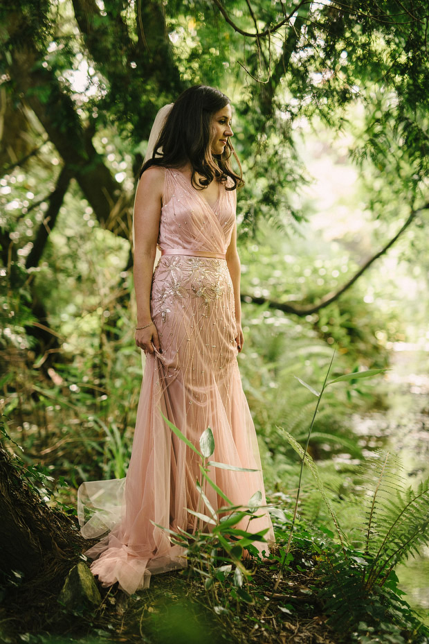 Beautiful Trudder Lodge wedding with blush wedding dress by This Modern Love | onefabday.com