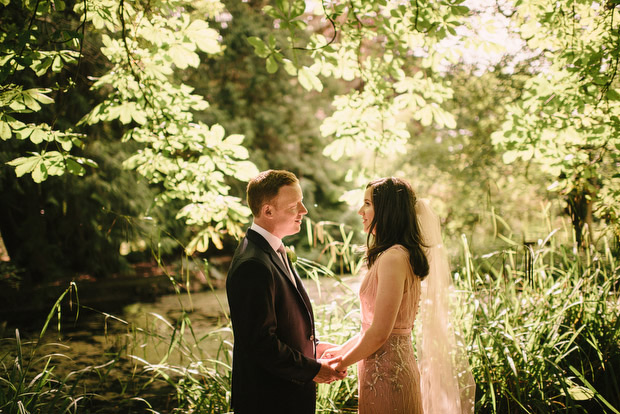 Beautiful Trudder Lodge wedding with blush wedding dress by This Modern Love | onefabday.com