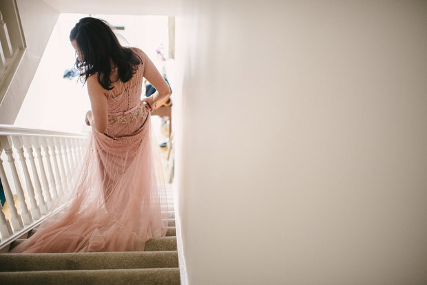 Beautiful Trudder Lodge wedding with blush wedding dress by This Modern Love | onefabday.com