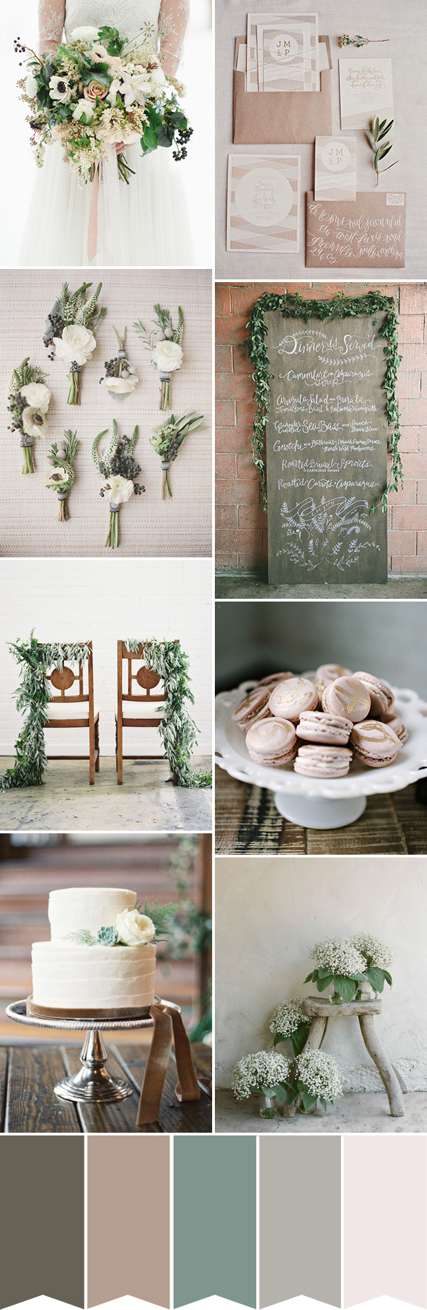 A simple and chic rustic wedding color palette | onefabday.com