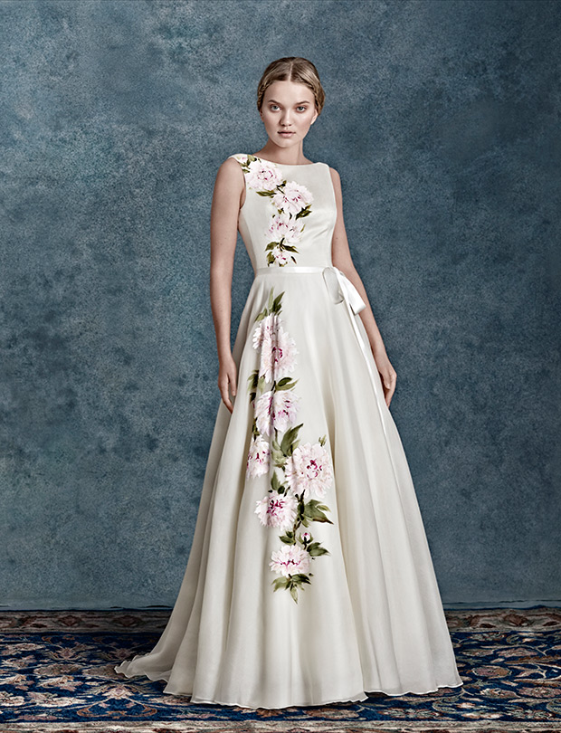 Peony wedding dress from Alan Hannah Watercolours wedding dress collection - Beautiful floral emboridered wedding dress -  see the rest of the collection on onefabday.com