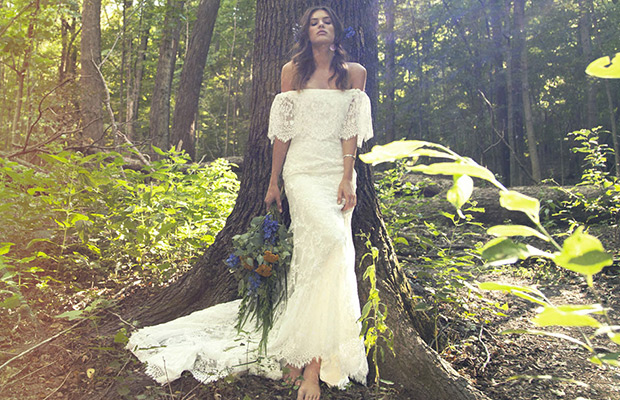 Laurence wedding dress from Daughter's of Simone wedding dresses 2016 - Off the shoulder boho wedding dress -  see the rest of the collection on onefabday.com