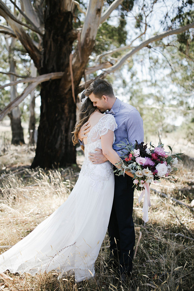 Bridal Designer Anna Campbell's Stunning Real Wedding with Gorgeous Gowns, Beautiful styling and a Handsome Groom! see it all on onefabday.com