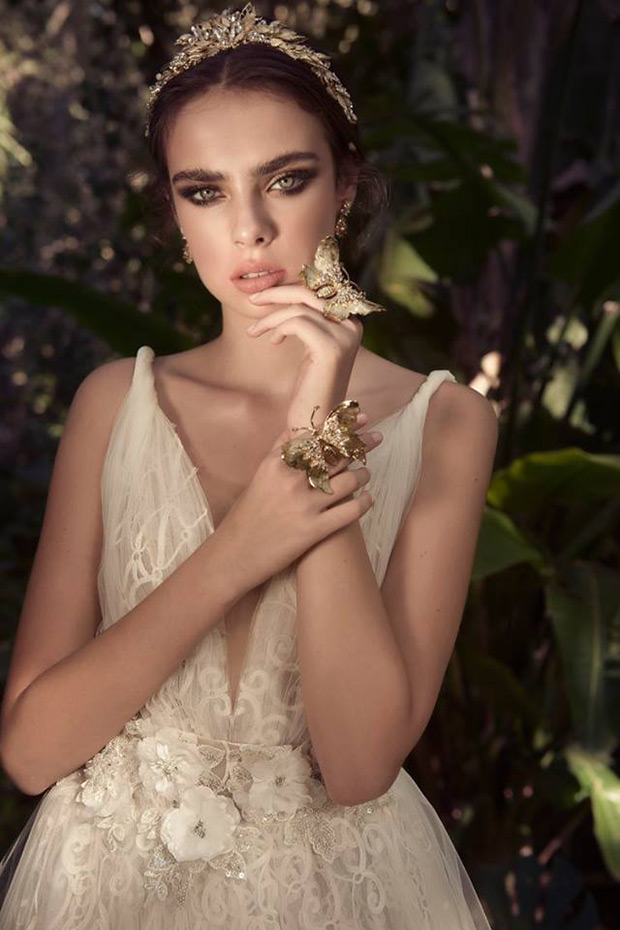 Yaki Ravid wedding dresses Spring Summer 2016 - Deep V Glam Wedding Dress - see the rest of the collection on onefabday.com