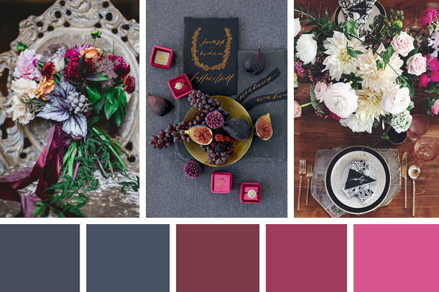 A Chic Charcoal, Navy and Fuschia Wedding Colour Palette | onefabday-com.go-vip.net