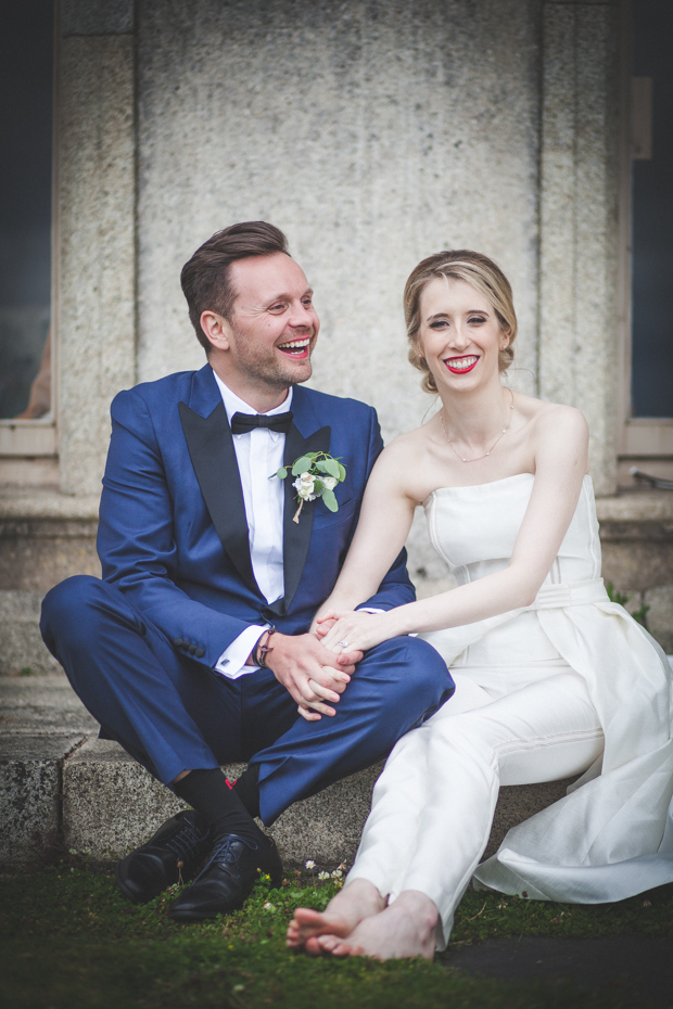 Beautiful bride in jumpsuit by Leanne Keaney Photography // onefabday.com