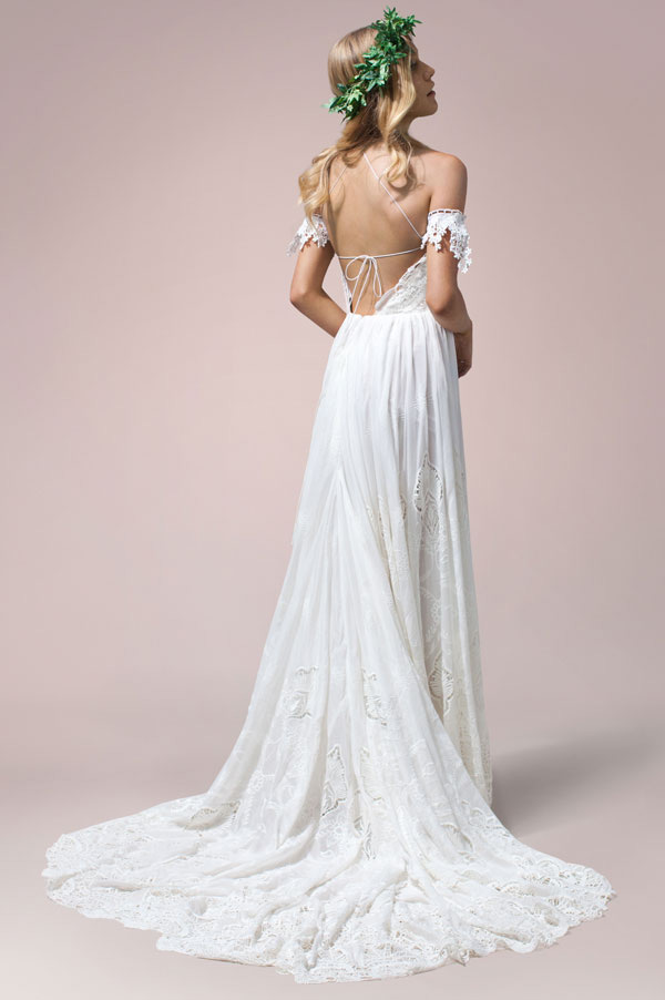 Zara wedding dress from Rue De Seine Nomadic Love Collection 2016 - Super pretty open back boho wedding dress - see the rest of the collection on onefabday.com