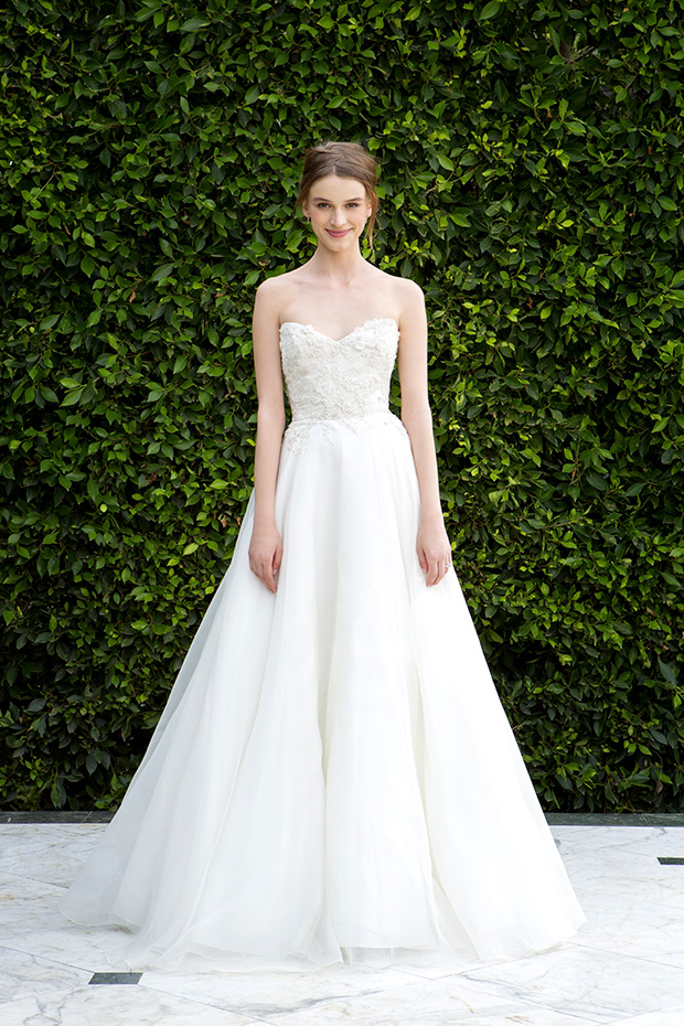 BL16211 from Monique Lhuillier wedding dresses 2016- Sweetheart neckline with delicate embellished detailing and a full length chiffon skirt-  see the rest of the collection on onefabday.com