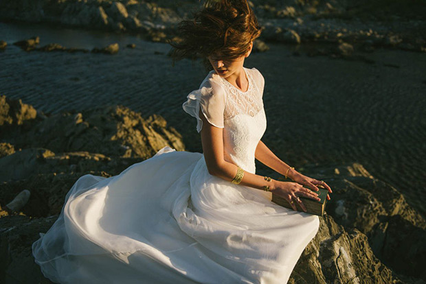 Feist from Otaduy wedding dresses 2016- sweetheart necklie wit a soft overlay of lace with slight sleeves. Soft lines in the skirt- see the rest of the collection on onefabday.com