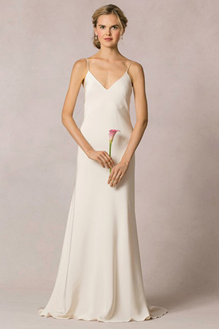 Celine from Jenny Yoo wedding dresses 2016 -Slip bridal gown with shoestring straps and a v neckline-  see the rest of the collection on onefabday.com