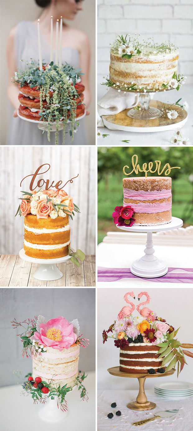 6 Beautiful Single Tier Naked Wedding Cake Ideas // onefabday.com